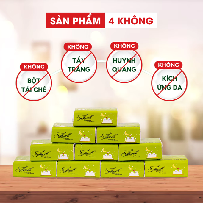  Giấy ăn Silkwell gấu trúc mini 100 tờ 3 lớp 100% bột tre nhập khẩu 