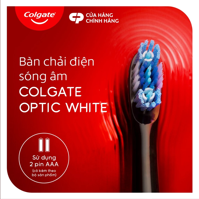  Bàn chải điện Colgate dùng pin, công nghệ sóng âm sạch mảng bám, hỗ trợ trắng răng 