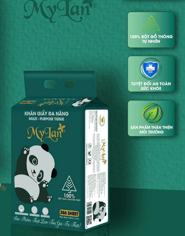  Khăn Giấy Rút Đáy Đa Năng MyLan Cao Cấp 2 Lớp Dập Vân 3D Mềm Dai Thấm Hút Tốt 386 Tờ/Dây 