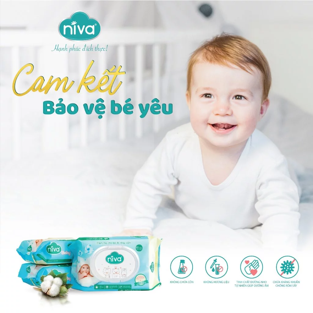  Khăn Ướt Đa Năng Không Mùi Niva Gói 80 Tờ Tiện Dụng, Diệt Khuẩn, An Toàn Cho Trẻ Sơ Sinh Phụ Nữ Mang Thai 