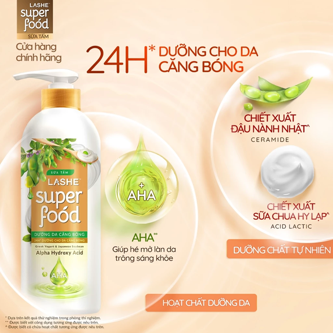 Sữa Tắm LASHE SUPERFOOD Dưỡng Da Sáng Mịn / Dưỡng Ẩm Chuyên Sâu / Dưỡng Da Tươi Trẻ 610G/ 900G/ 1.1KG 