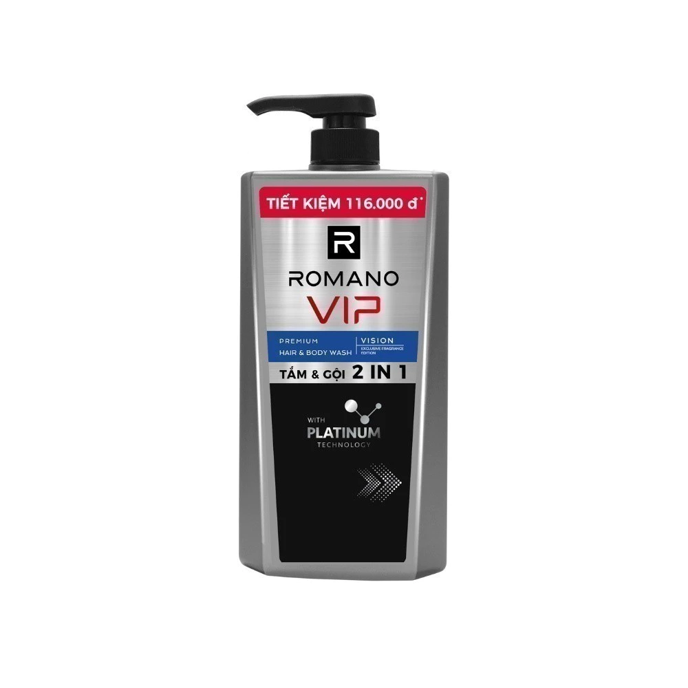  Tắm gội cho nam Cao Cấp Romano VIP Mùi Hương Bí Ẩn Nam Tính Passion / Vision 830g 