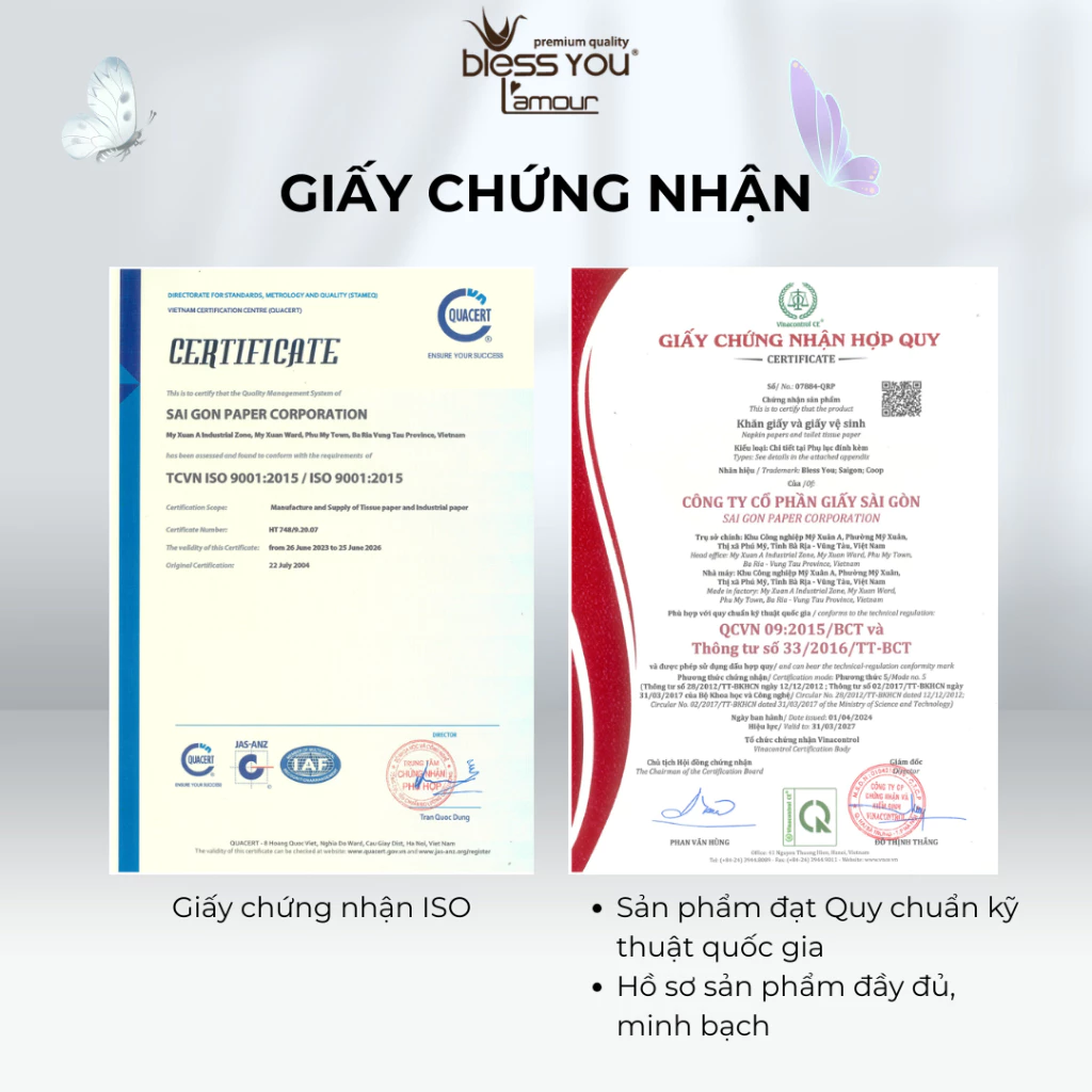  Giấy vệ sinh Bless You Lamour (9 cuộn/ lốc) 