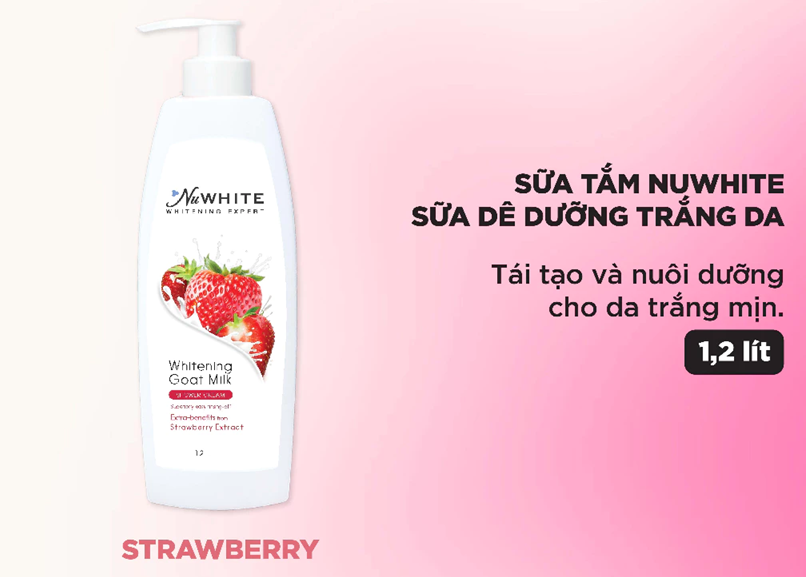  Sữa tắm dưỡng trắng NuWhite chai 1.2L - Cấp ẩm sâu, dưỡng trắng tự nhiên 