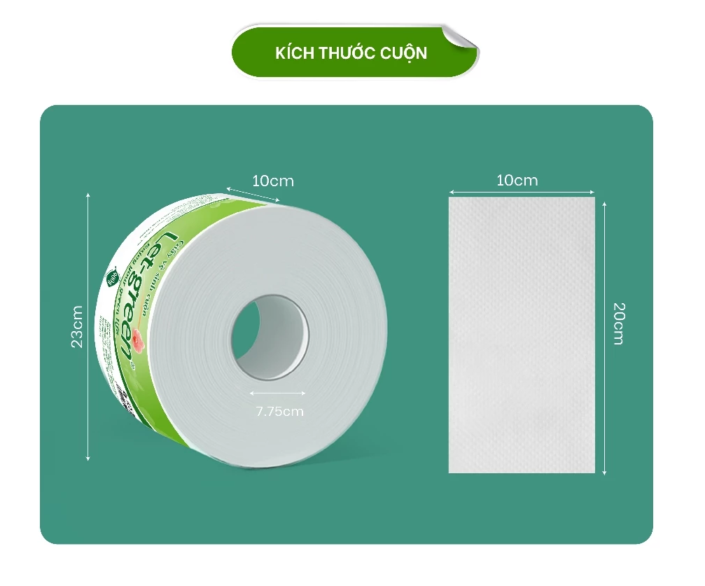  Giấy Vệ Sinh Cuộn Lớn 900G LET-GREEN 10*20cm Bột Giấy Nguyên Thủy, Thân Thiện, An Toàn 
