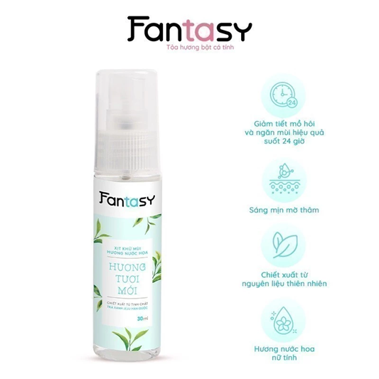  Xịt Khử Mùi Hương Nước Hoa FANTASY Giúp Da Sáng Mịn, Mờ Thâm 30ml 