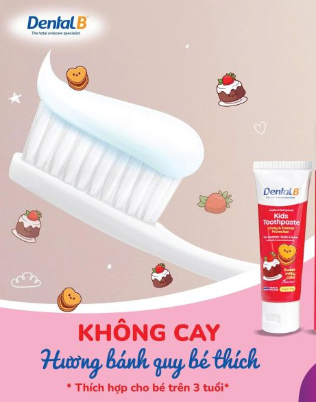  Kem đánh răng thảo dược trẻ em Dental B Thái Lan vị bánh sữa 50gr 