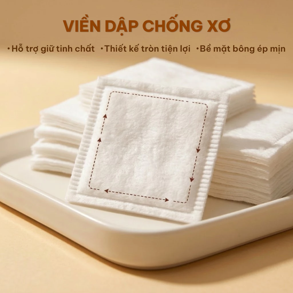  Bông Tẩy Trang Elene Cotton Dạng Vuông Cao Cấp, Mềm Mại, Làm Sạch Da GÓI 200 MIẾNG 
