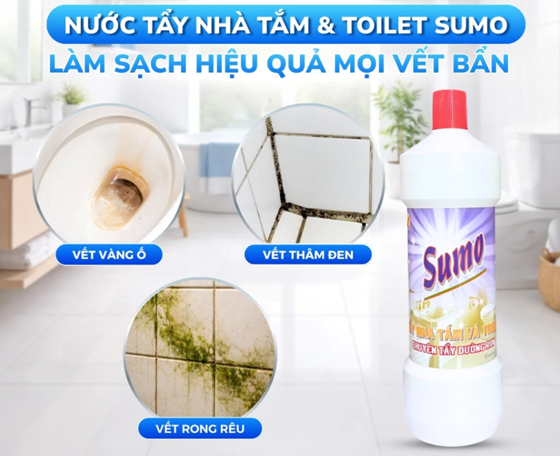  Nước Tẩy Nhà Tắm Và Toilet Sumo 1000ml - Trắng Tẩy Đồ Dùng Bằng Sứ Tẩy Bồn Sứ 