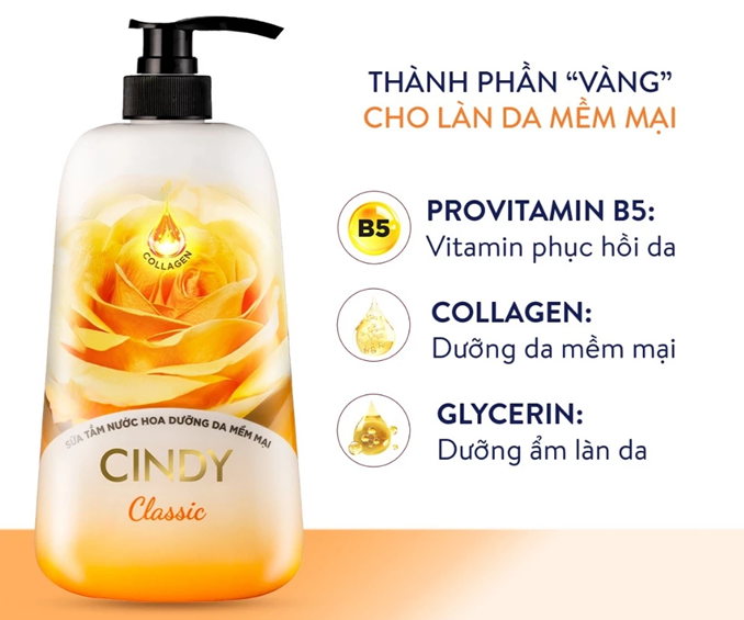  Sữa Tắm Nước Hoa CINDY Dưỡng Da Mềm Mại 650g 