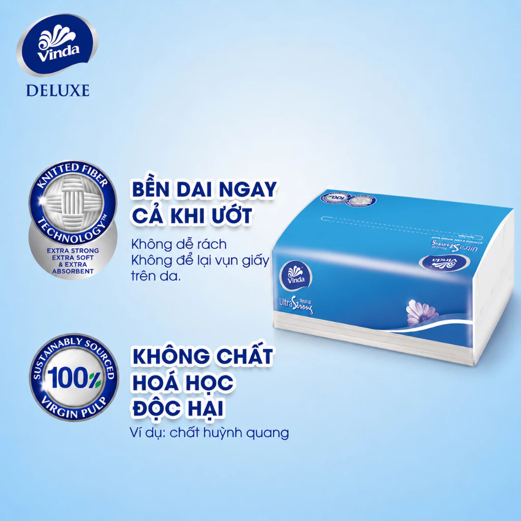  Khăn giấy rút cao cấp Vinda Ultra Strong 3 lớp 110 tờ (5 Gói) size S 