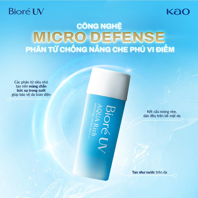  Gel Chống Nắng Màng Nước Dưỡng Ẩm Biore UV Aqua Rich Watery Gel SPF50+/PA++++ 90ml 