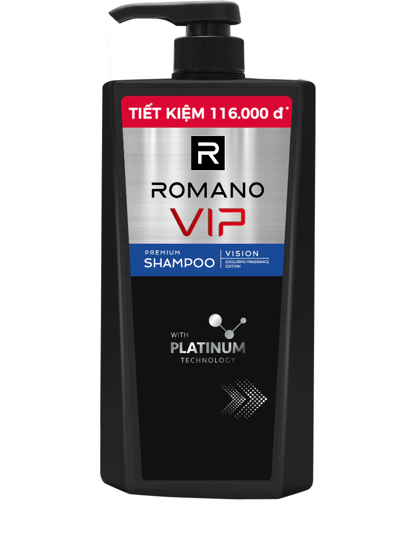  Dầu gội nam Cao Cấp Romano VIP Passion / Vision mùi Hương Bí Ẩn Nam Tính 830G 