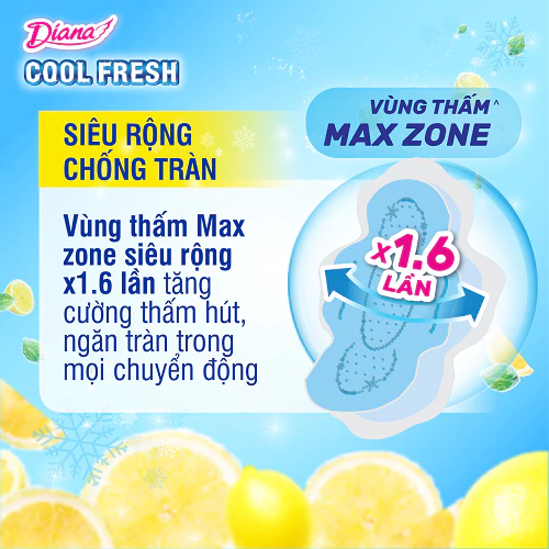  Băng vệ sinh Diana Sensi Cool Fresh hương Chanh Vàng Thanh Mát 22 miếng 
