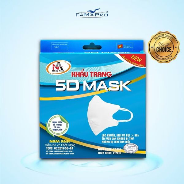  Khẩu trang  3 lớp Famapro 5D Mask hộp 10 chiếc 