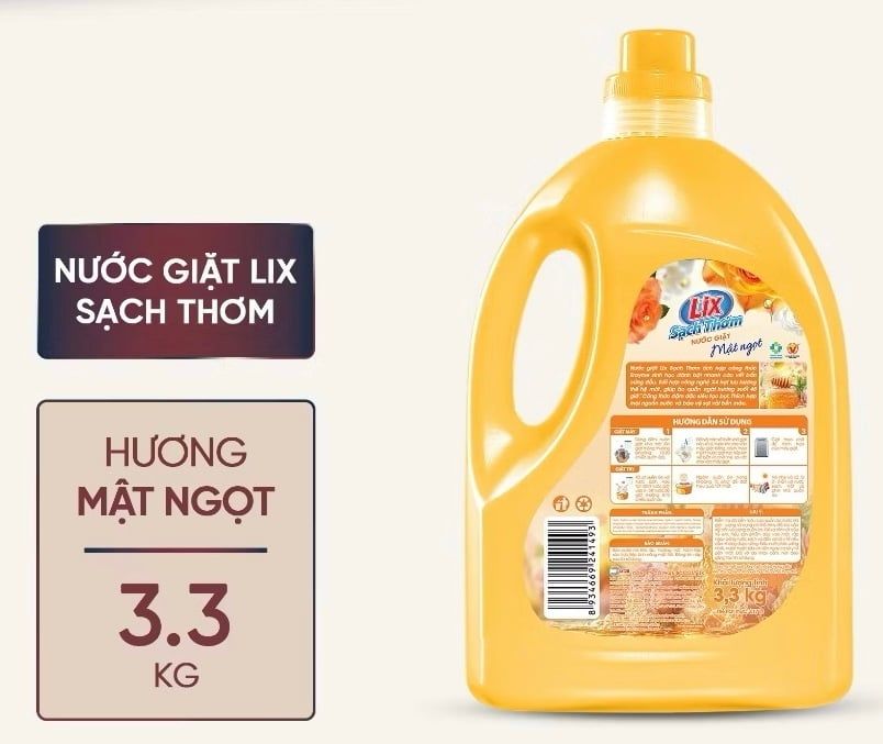 Nước giặt Lix sạch thơm hương mật ngọt/ rạng rỡ/ quyến rũ/ thanh khiết CHAI 3.3KG sạch nhanh vết bẩn 