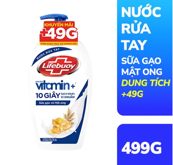  Nước Rửa Tay Lifebuoy Bảo Vệ Khỏi 99.9% Vi Khuẩn Gây Bệnh Với Ion Bạc+ Hỗ Trợ Cùng Đề Kháng Da Tự Nhiên 499g Mới 