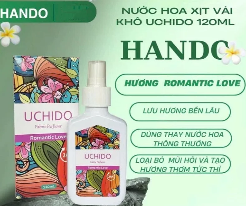 Xịt Thơm Quần Áo, Vải Vóc Uchido Hando 120 ml (Hương Tinh Dầu Nước Hoa) 