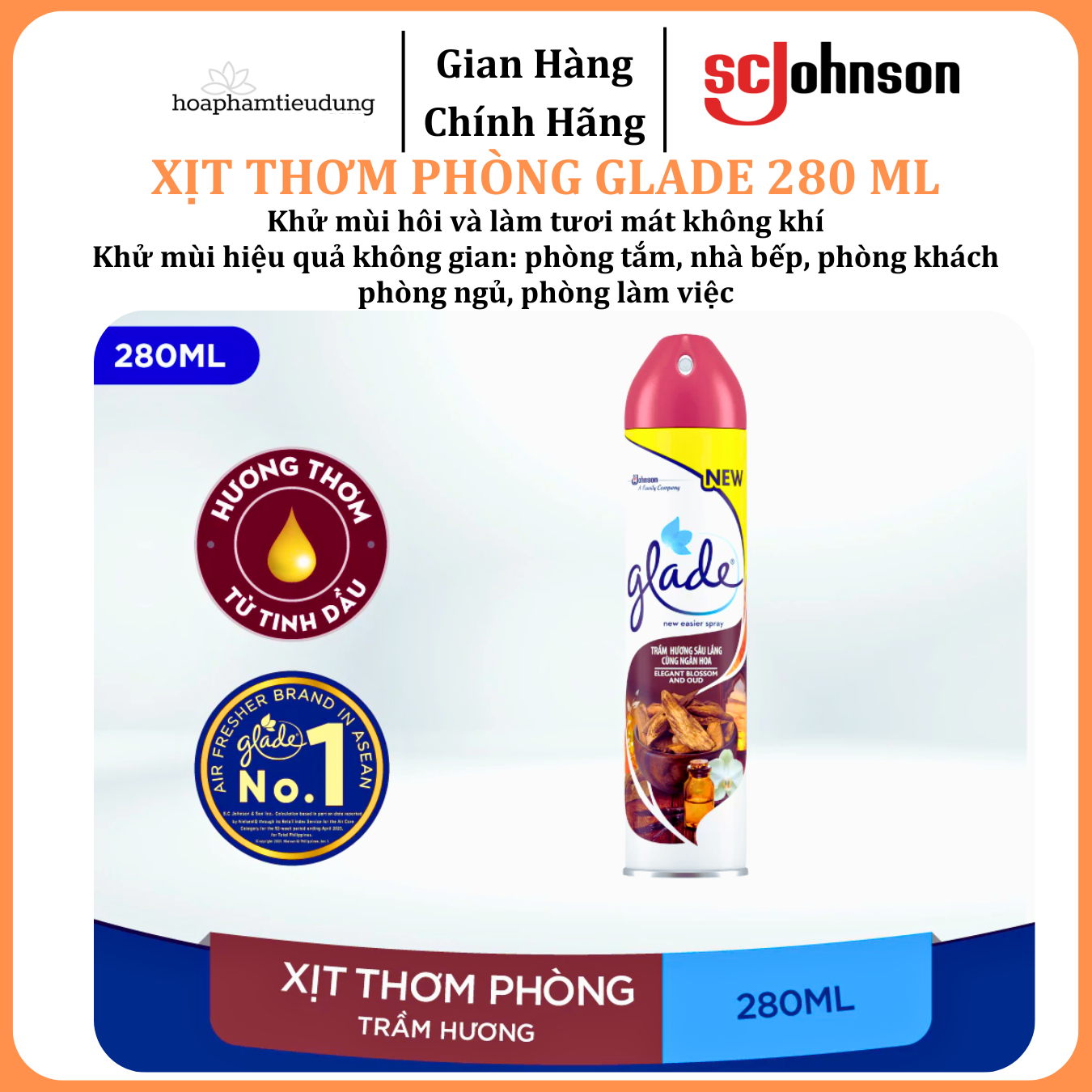  Xịt Thơm Phòng Khử Mùi Lưu Hương Bền Lâu GLADE  280ml 