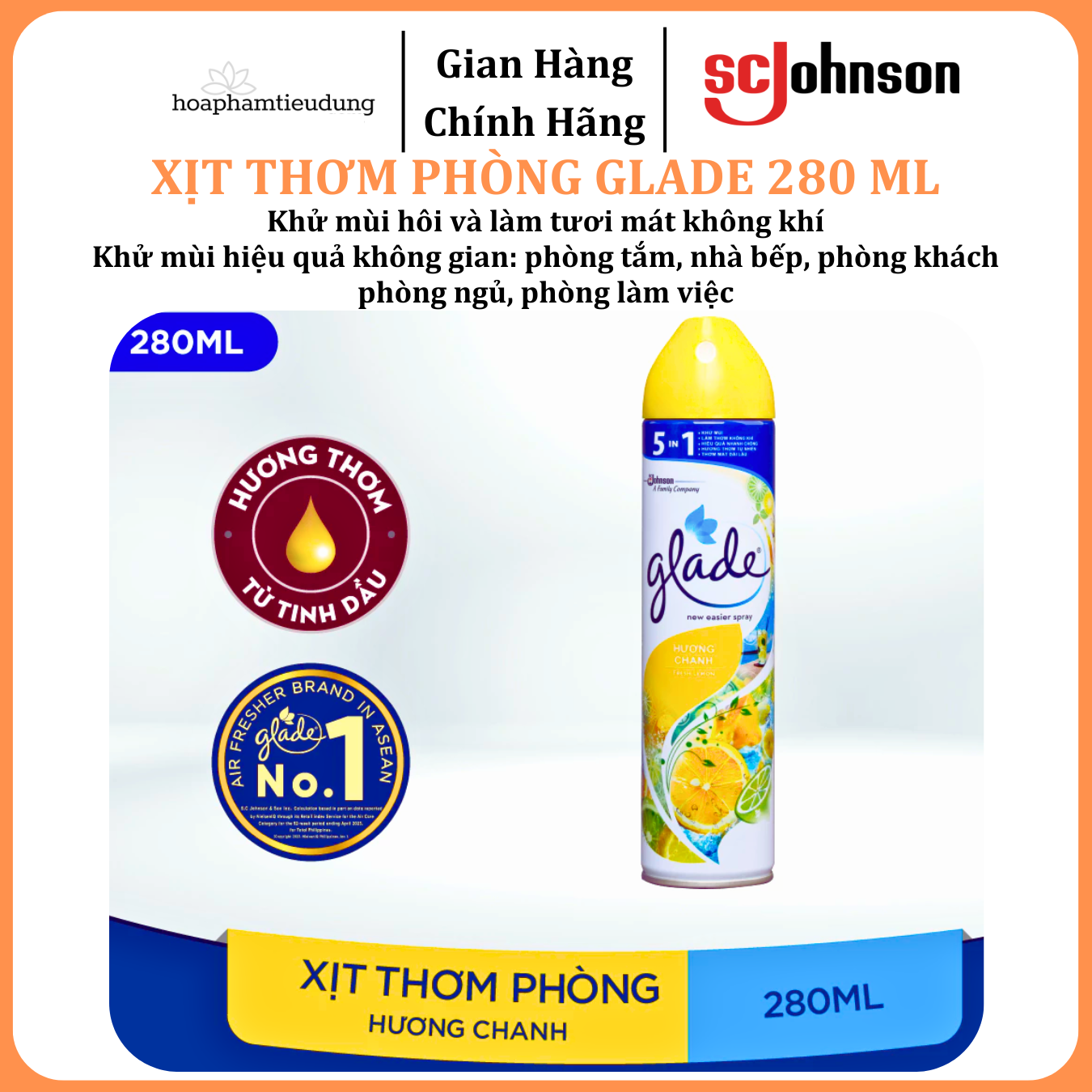  Xịt Thơm Phòng Khử Mùi Lưu Hương Bền Lâu GLADE  280ml 