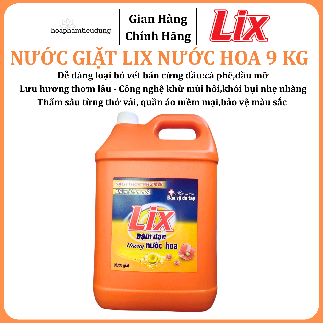  Nước giặt LIX Đậm Đặc Hương Nước Hoa 9 Kg Làm Sạch Cực Nhanh Vết Bẩn 