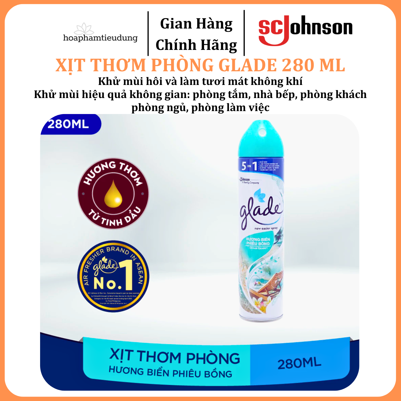  Xịt Thơm Phòng Khử Mùi Lưu Hương Bền Lâu GLADE  280ml 