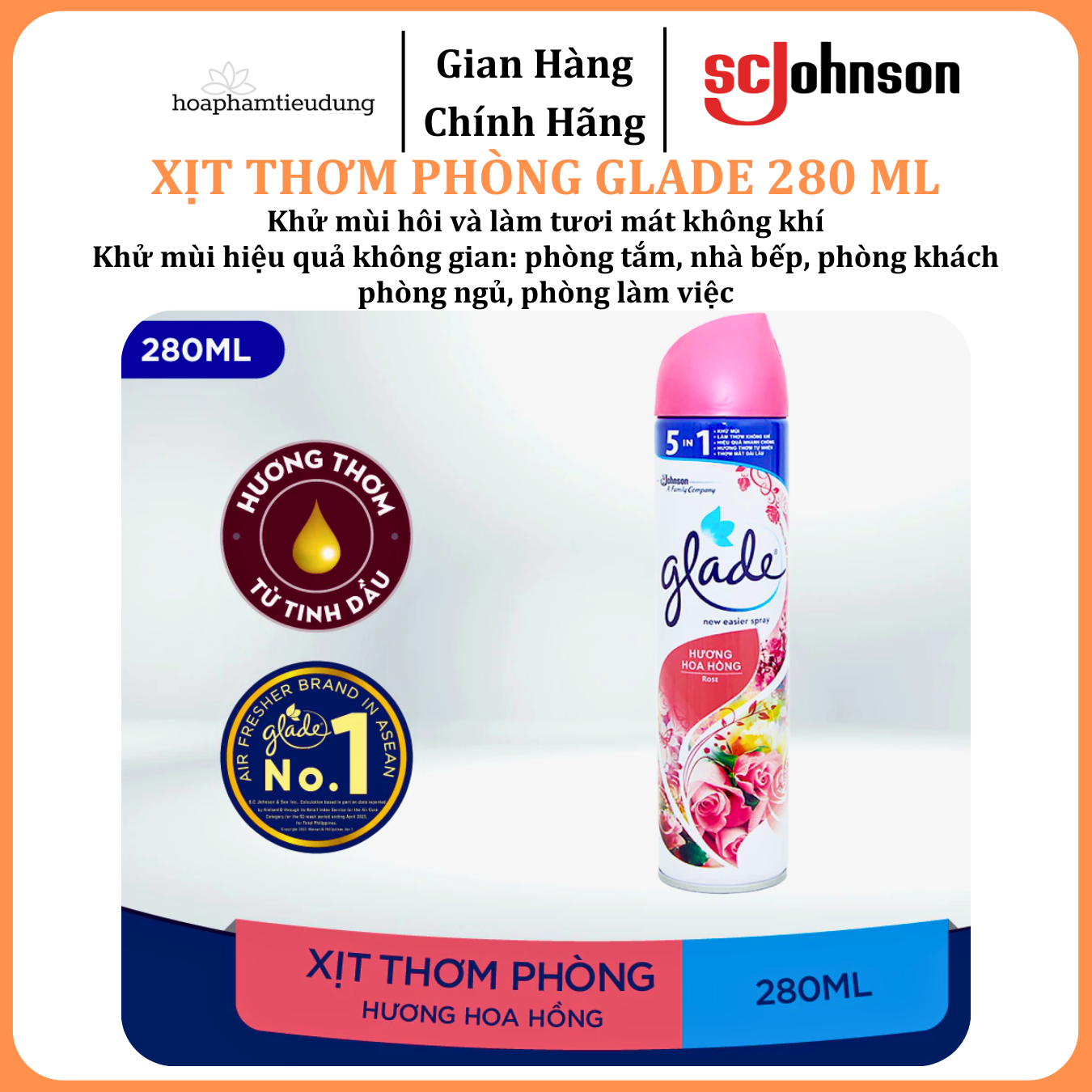  Xịt Thơm Phòng Khử Mùi Lưu Hương Bền Lâu GLADE  280ml 