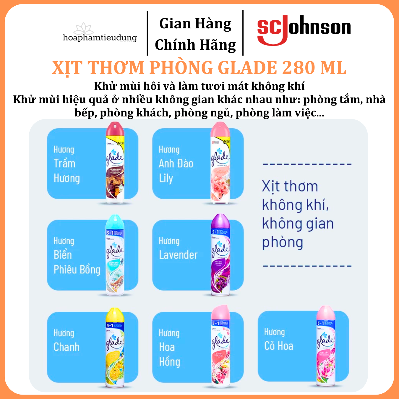  Xịt Thơm Phòng Khử Mùi Lưu Hương Bền Lâu GLADE  280ml 