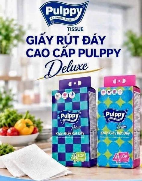  Khăn giấy rút đáy cao cấp Pulppy 4 lớp 300 tờ 