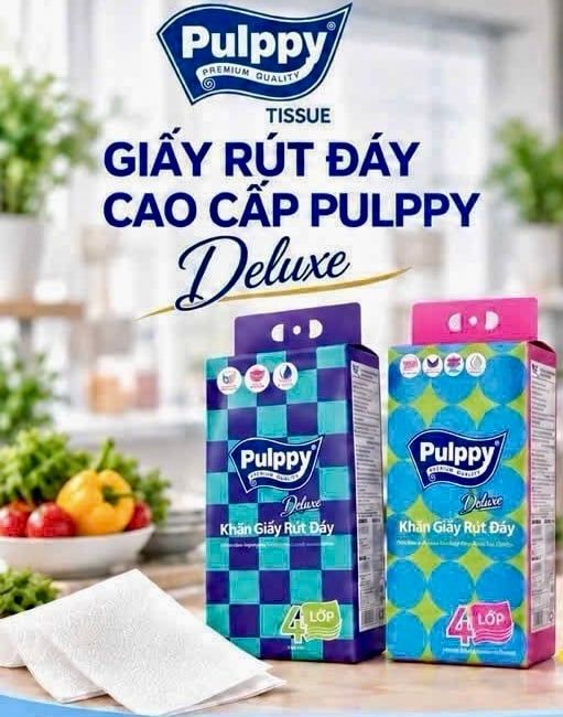  Khăn giấy rút đáy cao cấp Pulppy 4 lớp 300 tờ 