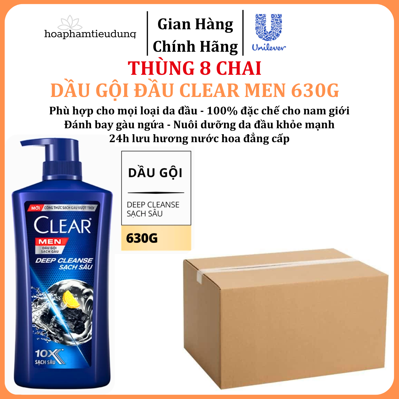  Dầu Gội Đầu cho nam Clear Men đánh bay gàu, ngứa và vi khuẩn mát lạnh cực đỉnh suốt ngày dài 600-900g 