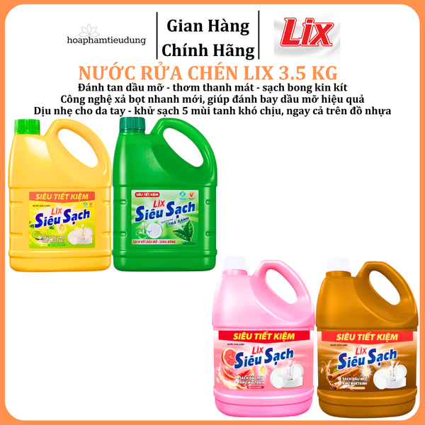  Nước rửa chén siêu sạch chanh 3.5kg sạch bóng viết dầu mỡ 