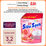 Nước rửa chén LIX 3.2 KG siêu sạch các hương loại túi làm sạch vết bẩn dầu mỡ không hại da tay 