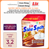  Nước rửa chén LIX 3.2 KG siêu sạch các hương loại túi làm sạch vết bẩn dầu mỡ không hại da tay 