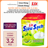  Nước rửa chén LIX 3.2 KG siêu sạch các hương loại túi làm sạch vết bẩn dầu mỡ không hại da tay 