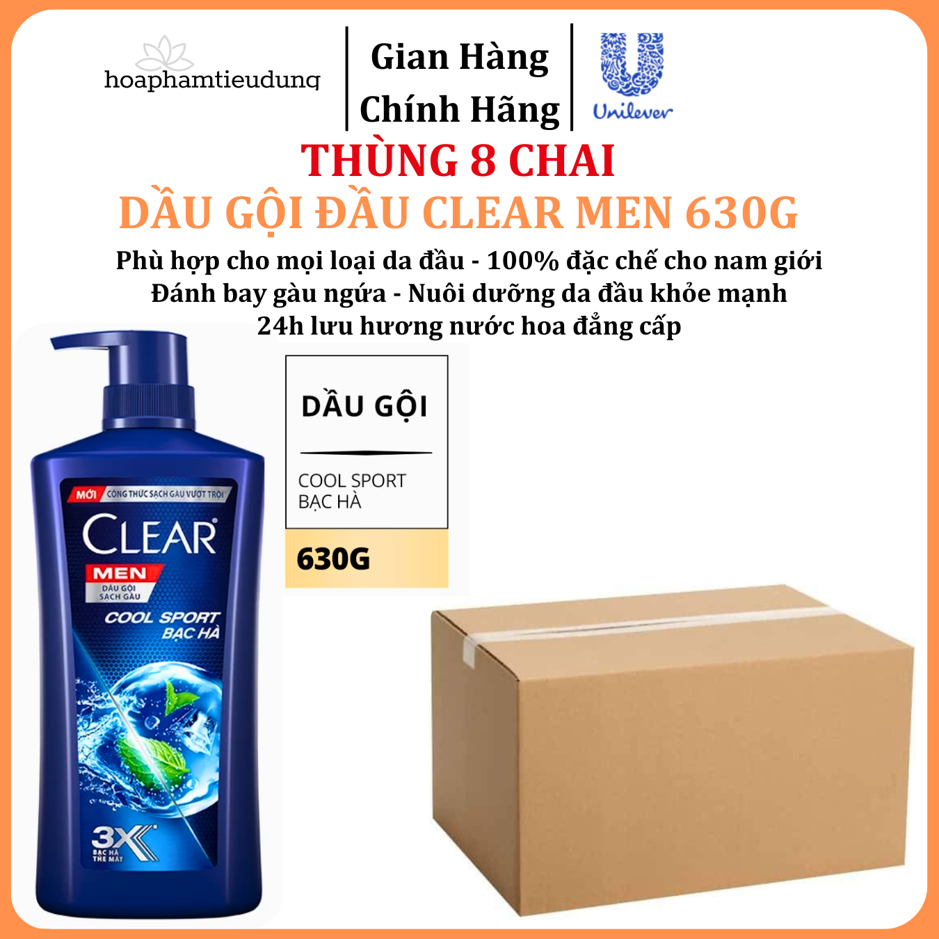  Dầu Gội Đầu cho nam Clear Men đánh bay gàu, ngứa và vi khuẩn mát lạnh cực đỉnh suốt ngày dài 600-900g 