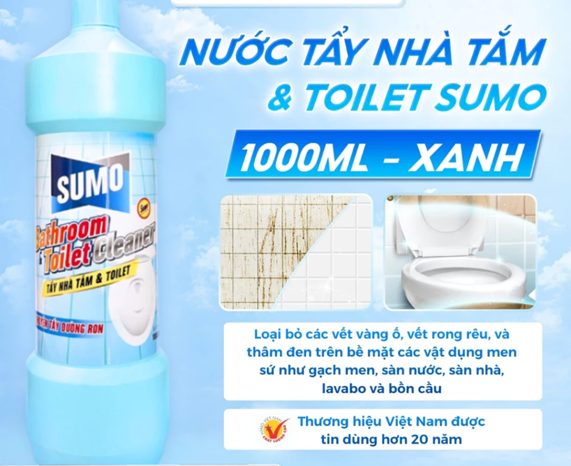  Nước Tẩy Nhà Tắm Và Toilet Sumo 1000ml - Trắng Tẩy Đồ Dùng Bằng Sứ Tẩy Bồn Sứ 