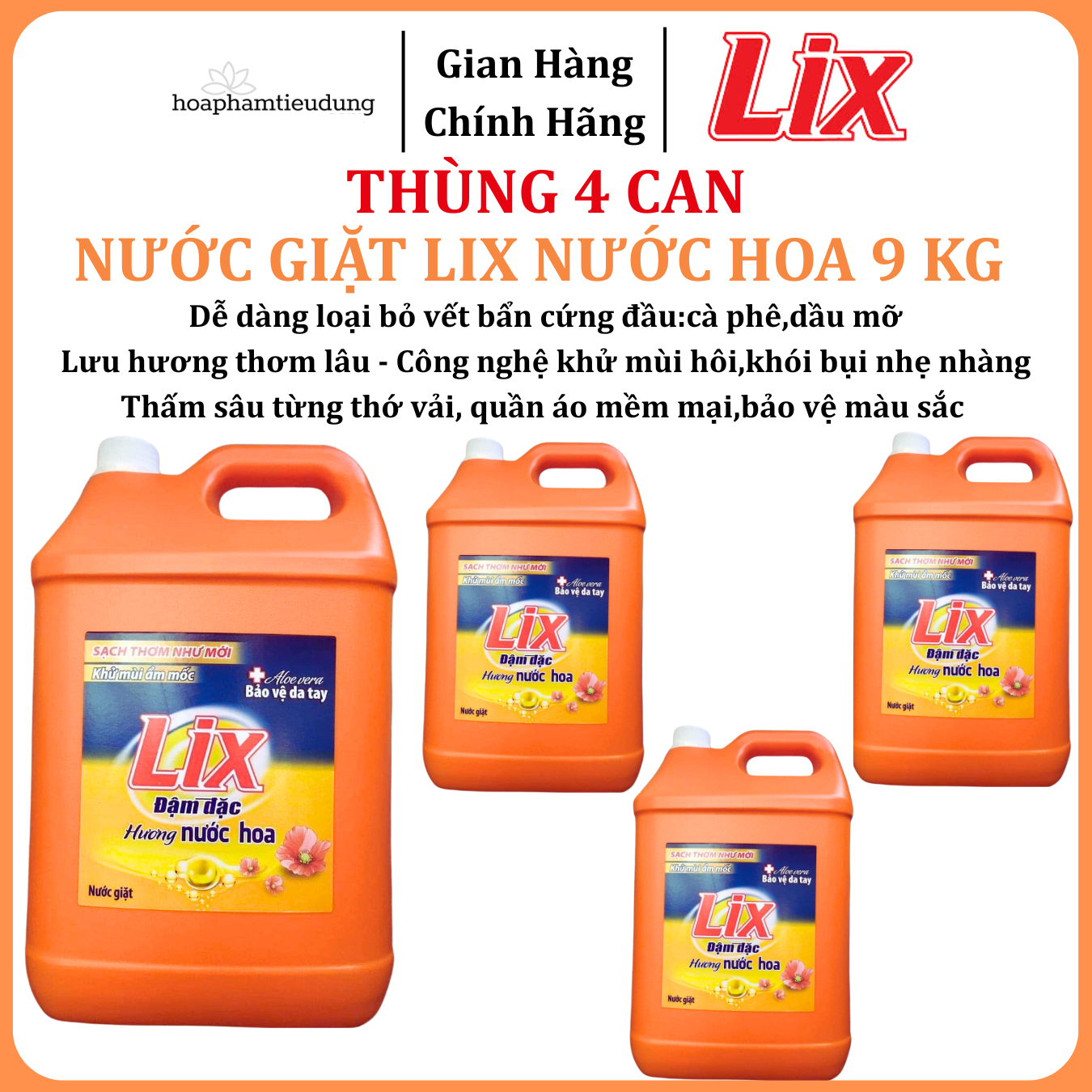  Nước giặt LIX Đậm Đặc Hương Nước Hoa 9 Kg Làm Sạch Cực Nhanh Vết Bẩn 