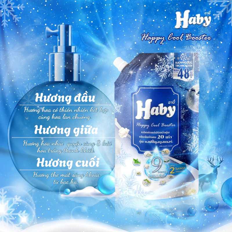  Nước Xả Vải HABY Nội Địa Thái Lan Hương Nước Hoa - Đậm đặc, Lưu hương, Khử mùi ẩm mốc, Mềm vải Dây 12 Gói 