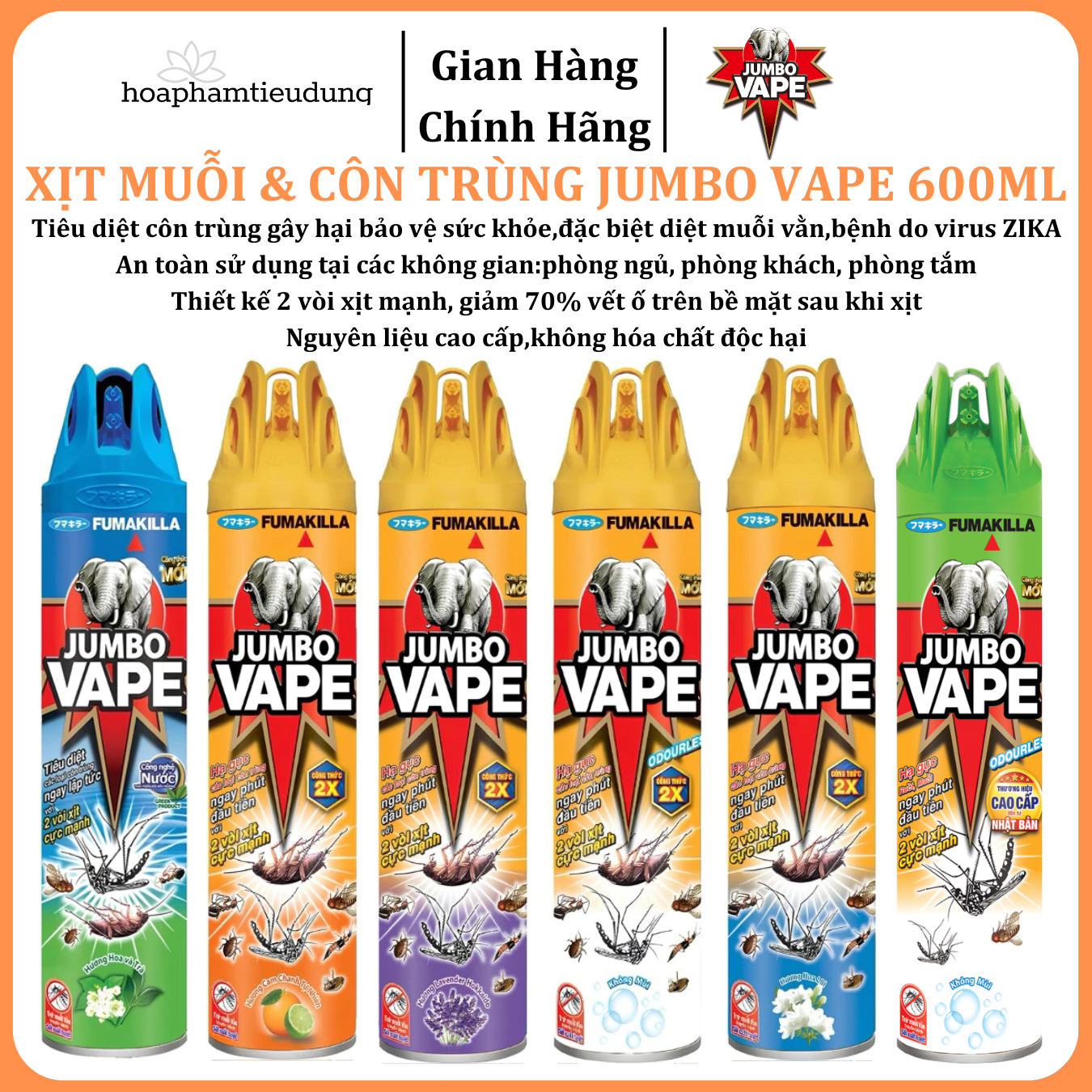  Bình xịt Muỗi & Côn trùng Jumbo Vape 600ml 