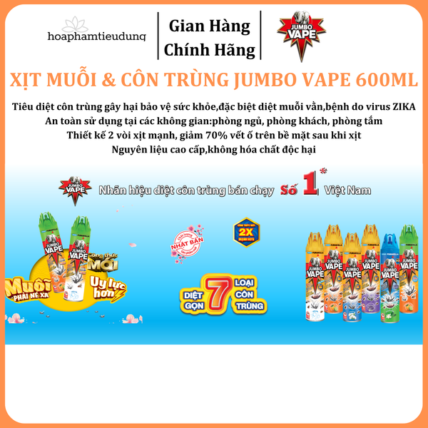  Bình xịt Muỗi & Côn trùng Jumbo Vape 600ml 