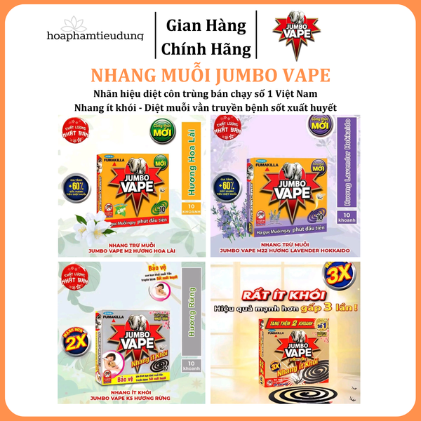  Nhang muỗi Jumbo Vape ít khói, diệt muỗi 120g 