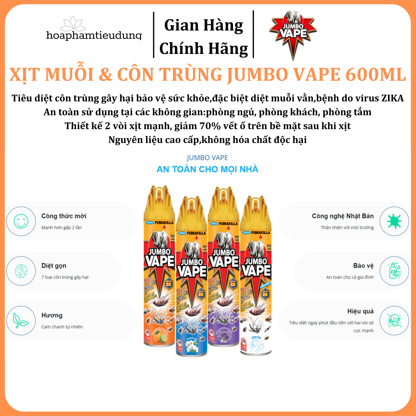  Bình xịt Muỗi & Côn trùng Jumbo Vape 600ml 
