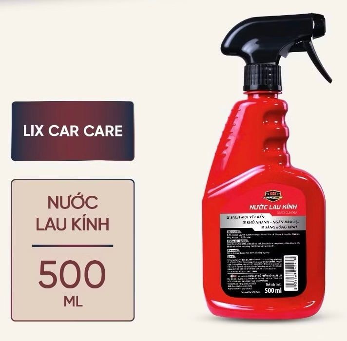  Nước lau kính Lix Car Care 500ml, sạch bóng khô nhanh, đánh bay mọi vết bẩn, khô nhanh & chống bám nước 