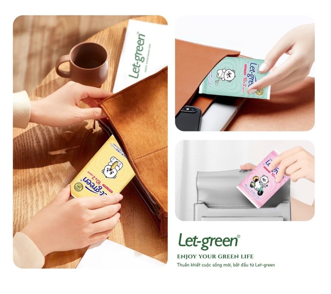 Khăn Giấy Bỏ Túi LET-GREEN Gói 10 Tờ Bột Giấy Nguyên Chất, An Toàn, Tiện Lợi 