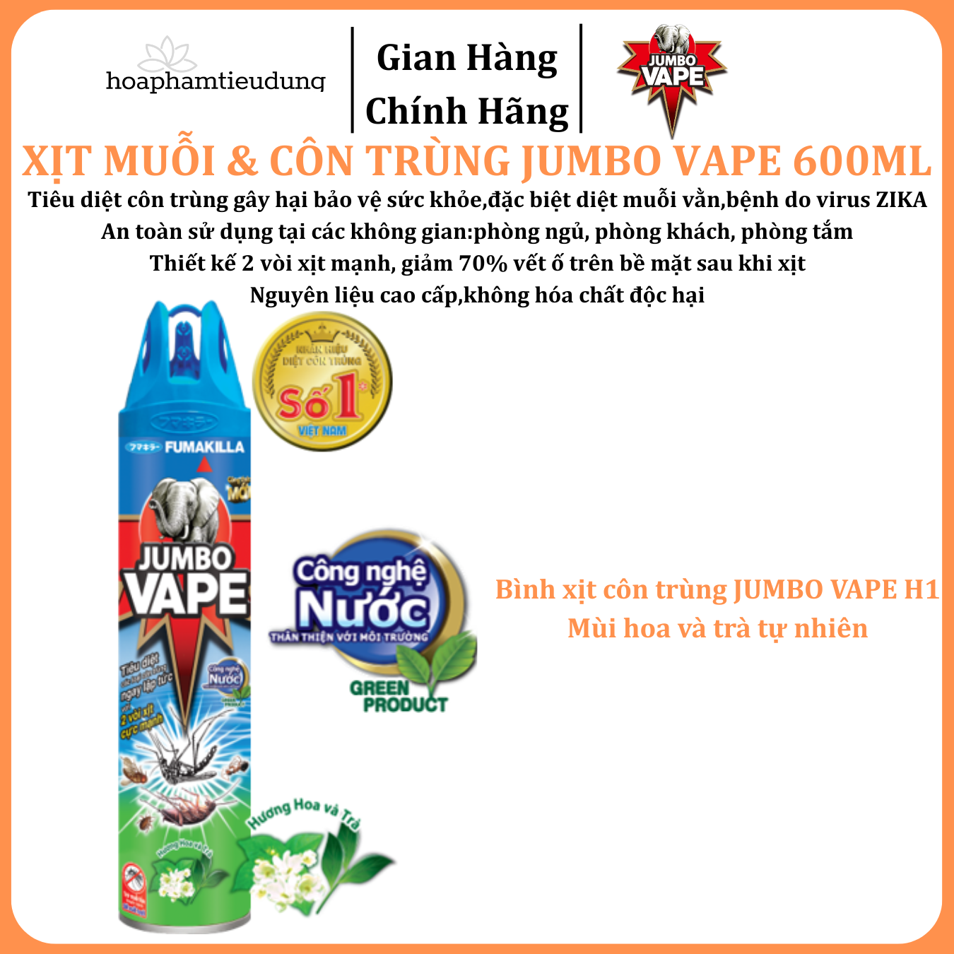  Bình xịt Muỗi & Côn trùng Jumbo Vape 600ml 