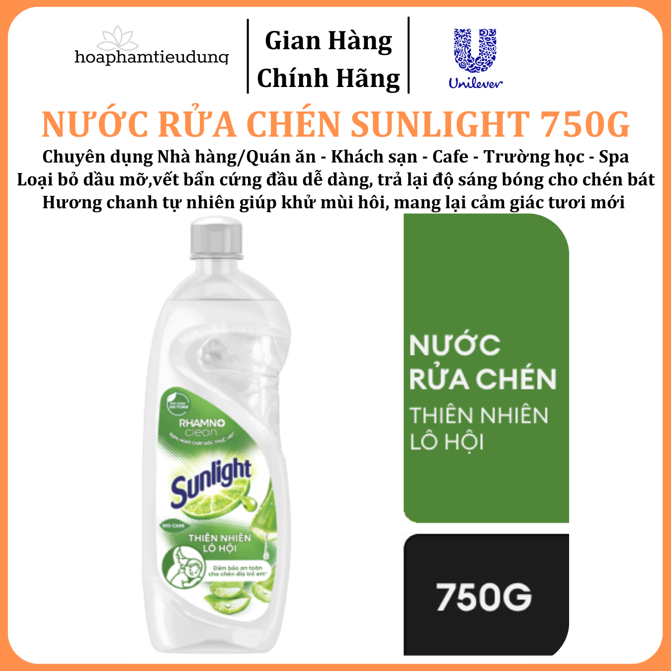  Nước rửa chén Sunlight chai 750g 