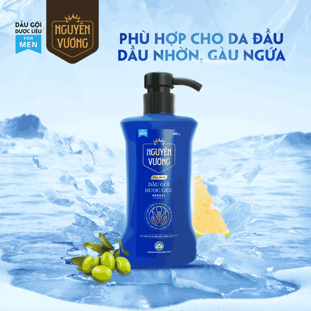  Dầu gội dược liệu Nguyên Vương sảng khoái dành cho nam chai 260g - hương sảng khoái 