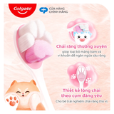  Bàn chải Colgate cho bé 5+ tuổi Fluffy Paw họa tiết thú cưng đáng yêu, lông chải siêu mềm 