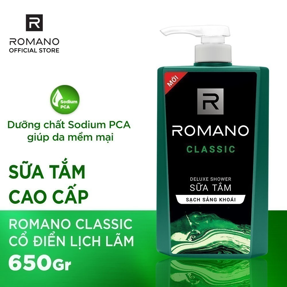  Sữa tắm Romano hương nước hoa Classic/ Attitude/ Force/ Gentleman 650g/chai - 4 mùi hương 